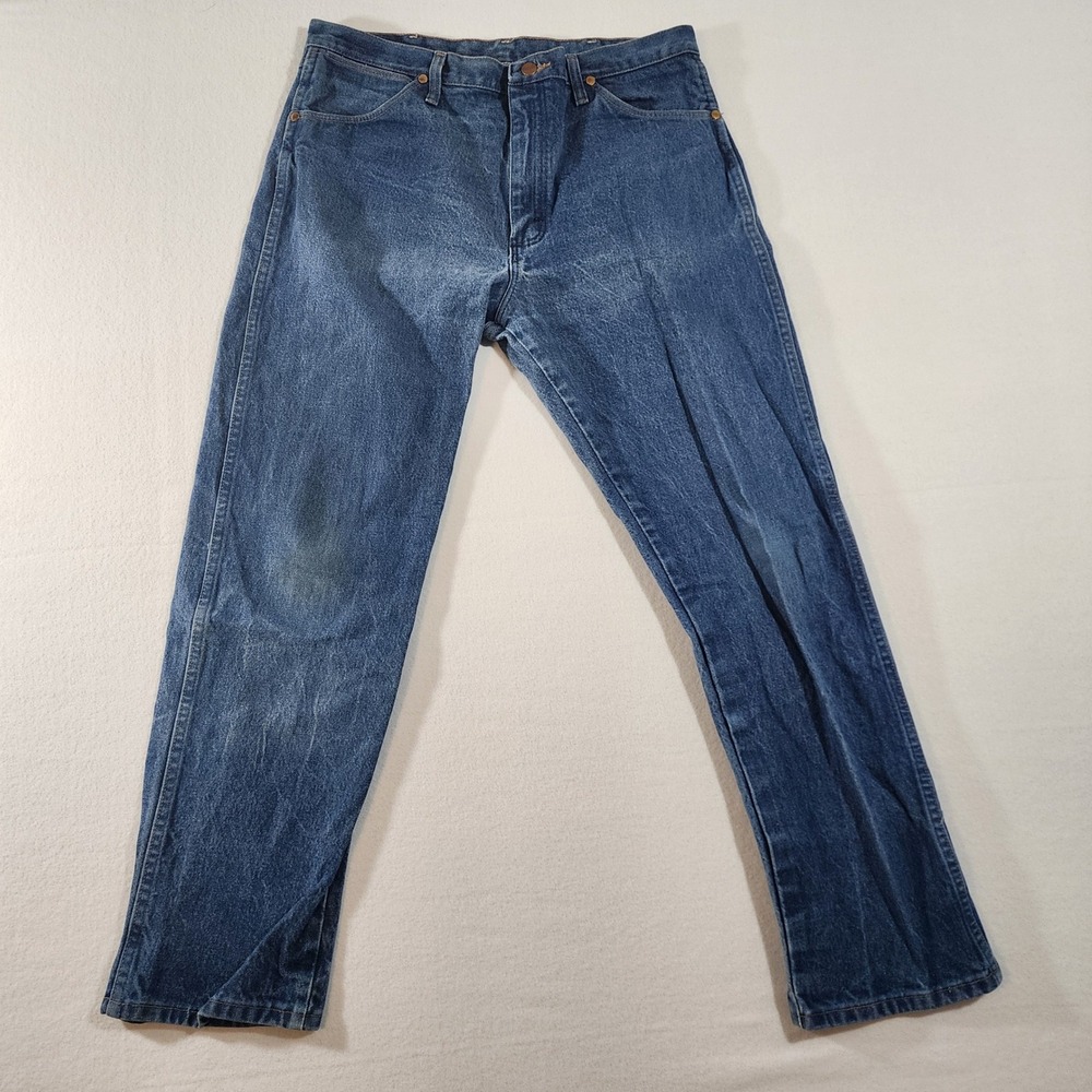 Wrangler 13MWZ Cowboy Cut Mens Blue Denim Jeans Made in USA 36x30 Original Fit - Picture 2 of 10